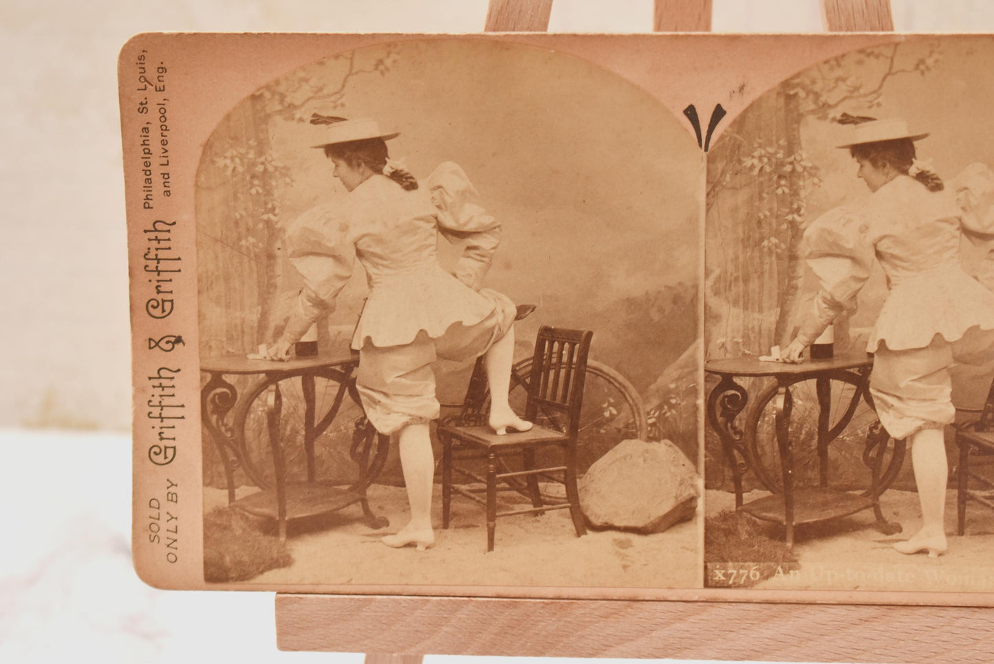 Antique Victorian Erotic Stereoscopic Card - Suggestive Half Dressed An Up to Date Woman William H Rau