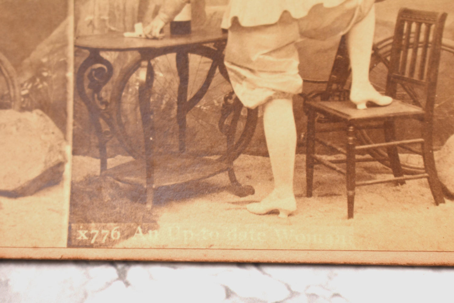 Antique Victorian Erotic Stereoscopic Card - Suggestive Half Dressed An Up to Date Woman William H Rau