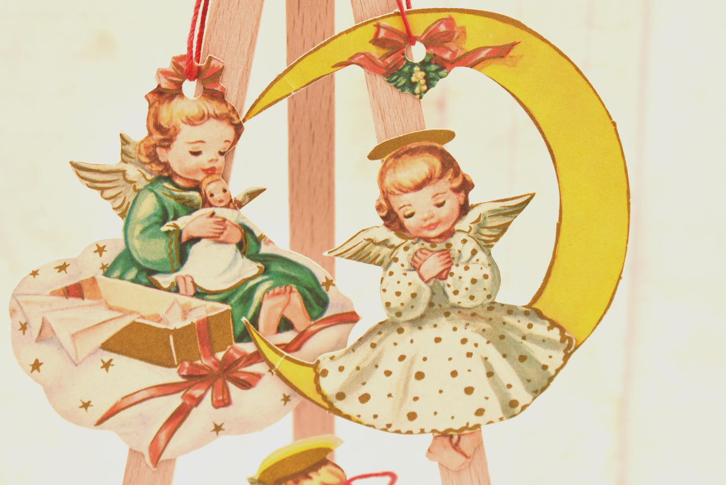 Antique Christmas Tree Decorations - Gorgeous Collection of 1940s Five Matching Angels