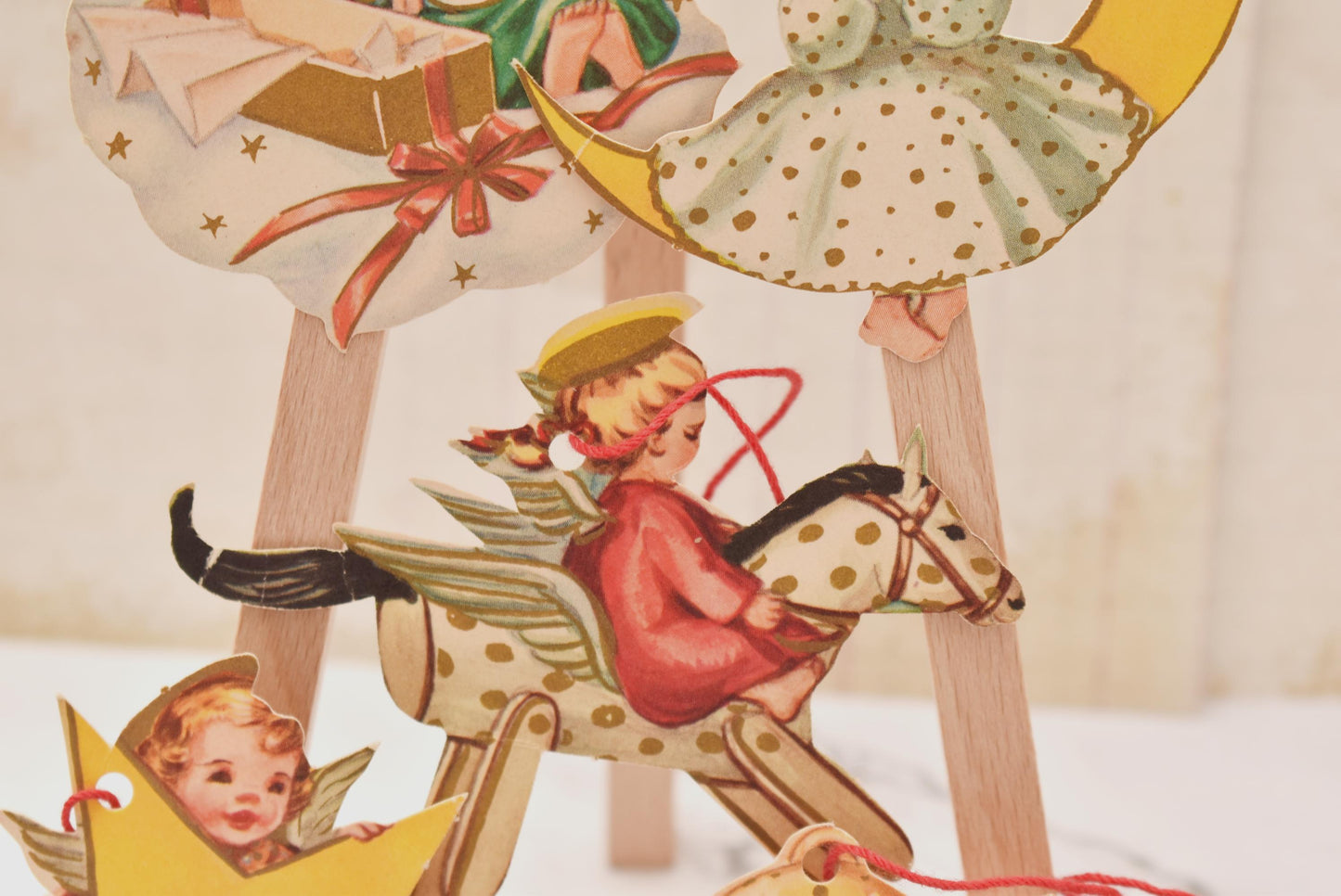 Antique Christmas Tree Decorations - Gorgeous Collection of 1940s Five Matching Angels