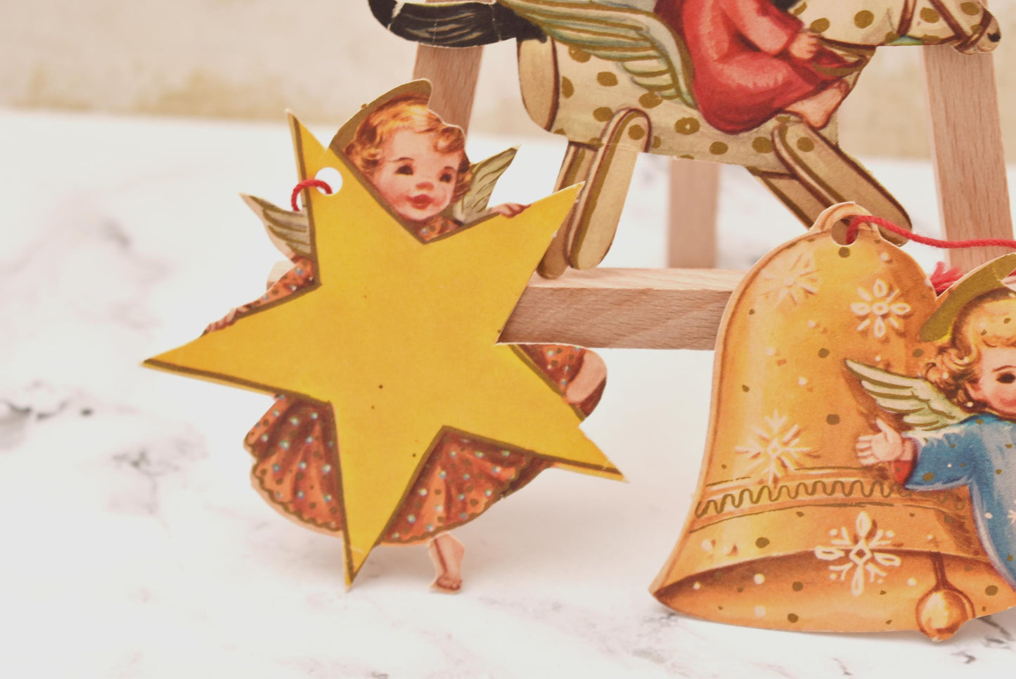 Antique Christmas Tree Decorations - Gorgeous Collection of 1940s Five Matching Angels