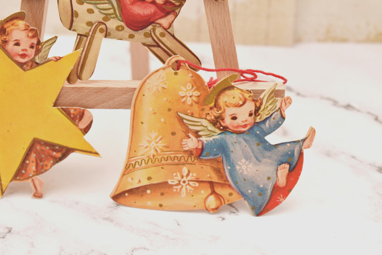 Antique Christmas Tree Decorations - Gorgeous Collection of 1940s Five Matching Angels