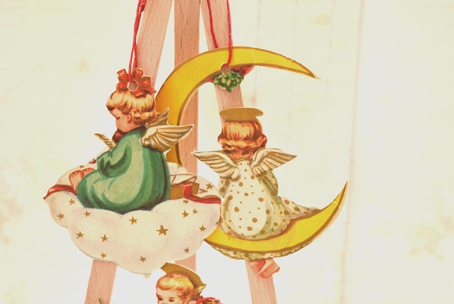 Antique Christmas Tree Decorations - Gorgeous Collection of 1940s Five Matching Angels