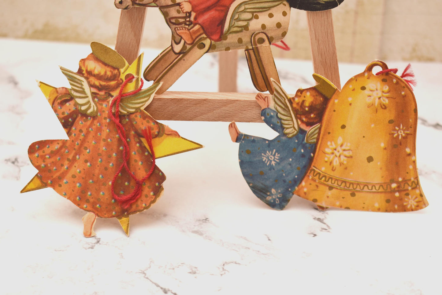 Antique Christmas Tree Decorations - Gorgeous Collection of 1940s Five Matching Angels