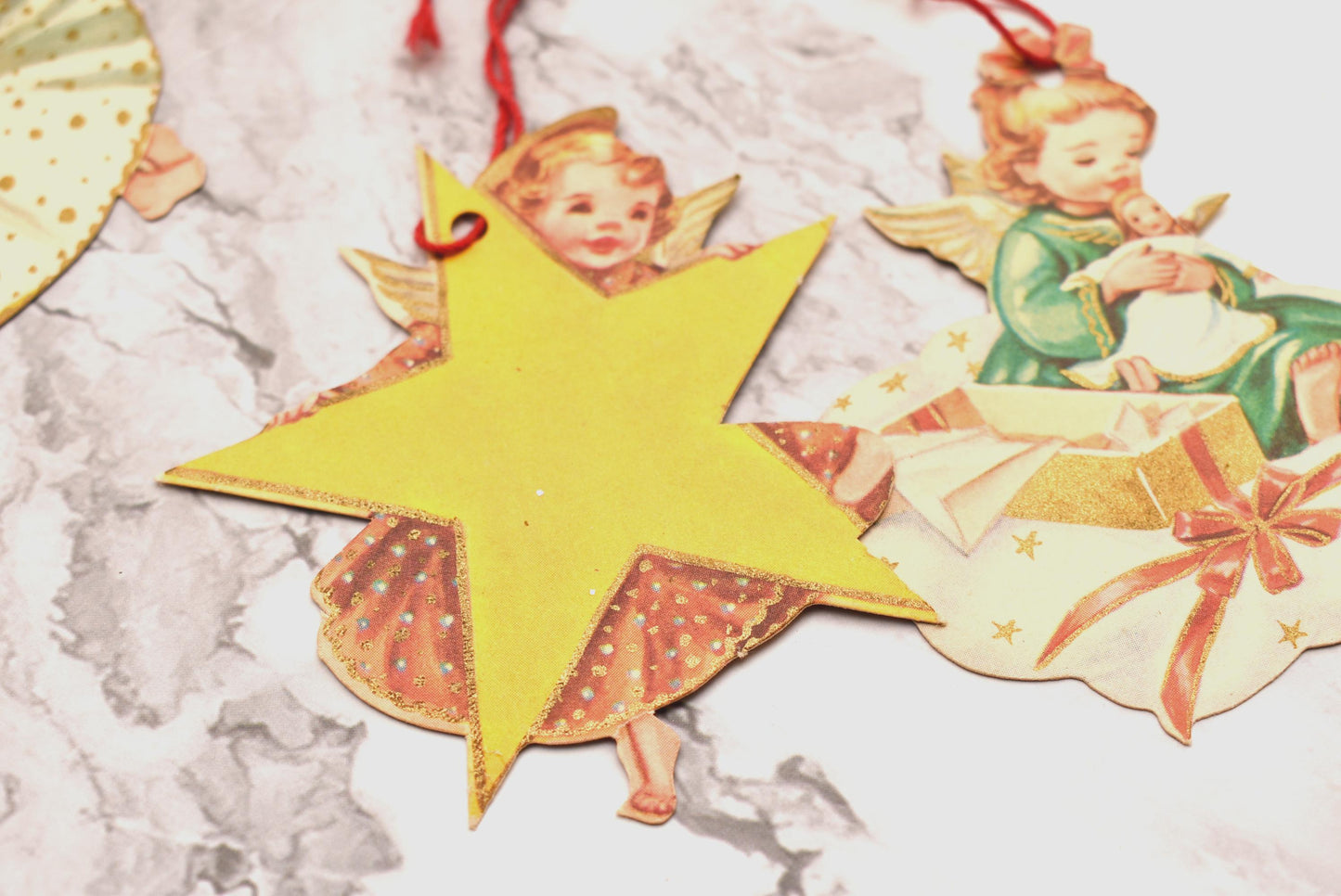 Antique Christmas Tree Decorations - Gorgeous Collection of 1940s Five Matching Angels