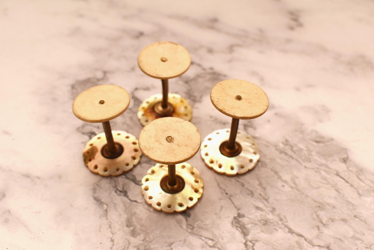 Antique Sewing Spools - Amazing Set of Four Mother of Pearl Palais Royal Style Thread Holders
