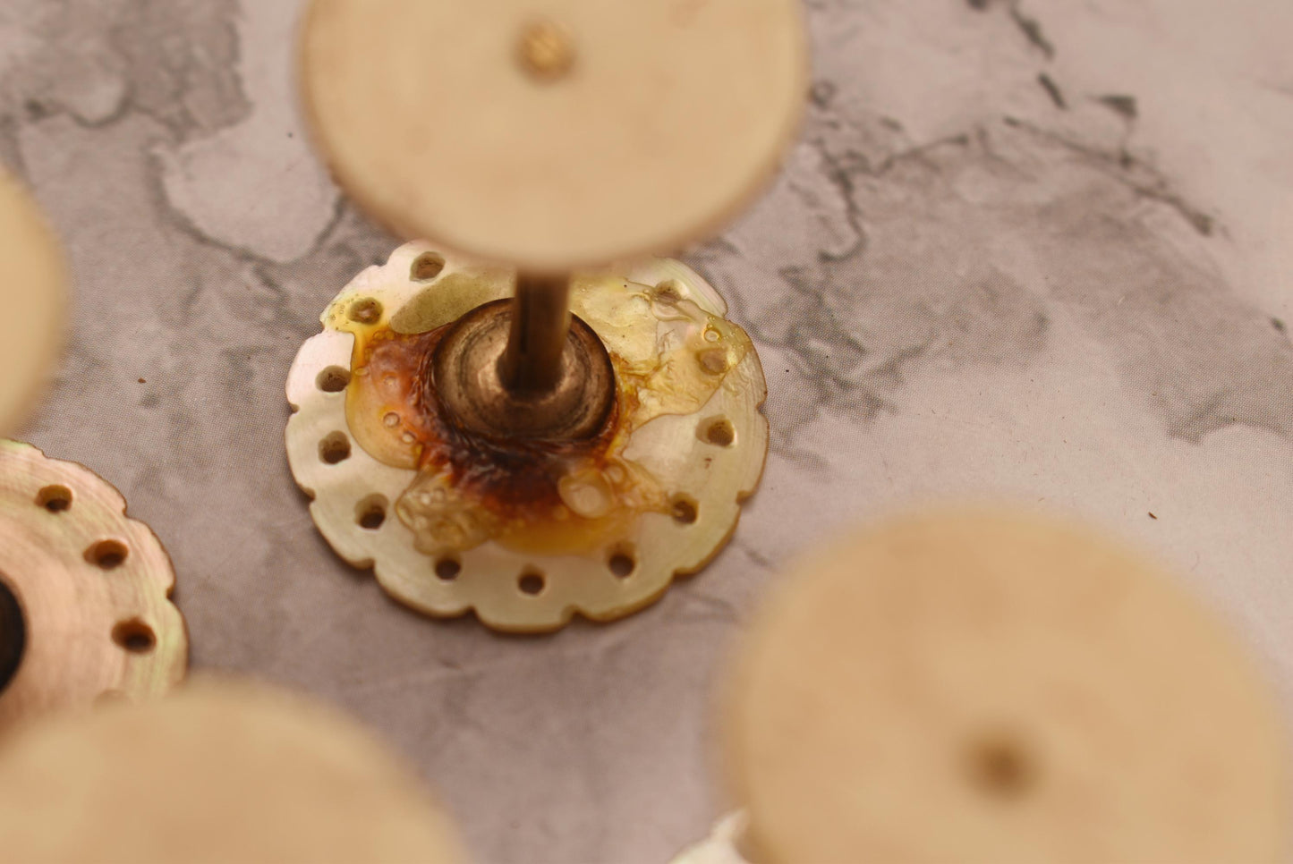 Antique Sewing Spools - Amazing Set of Four Mother of Pearl Palais Royal Style Thread Holders