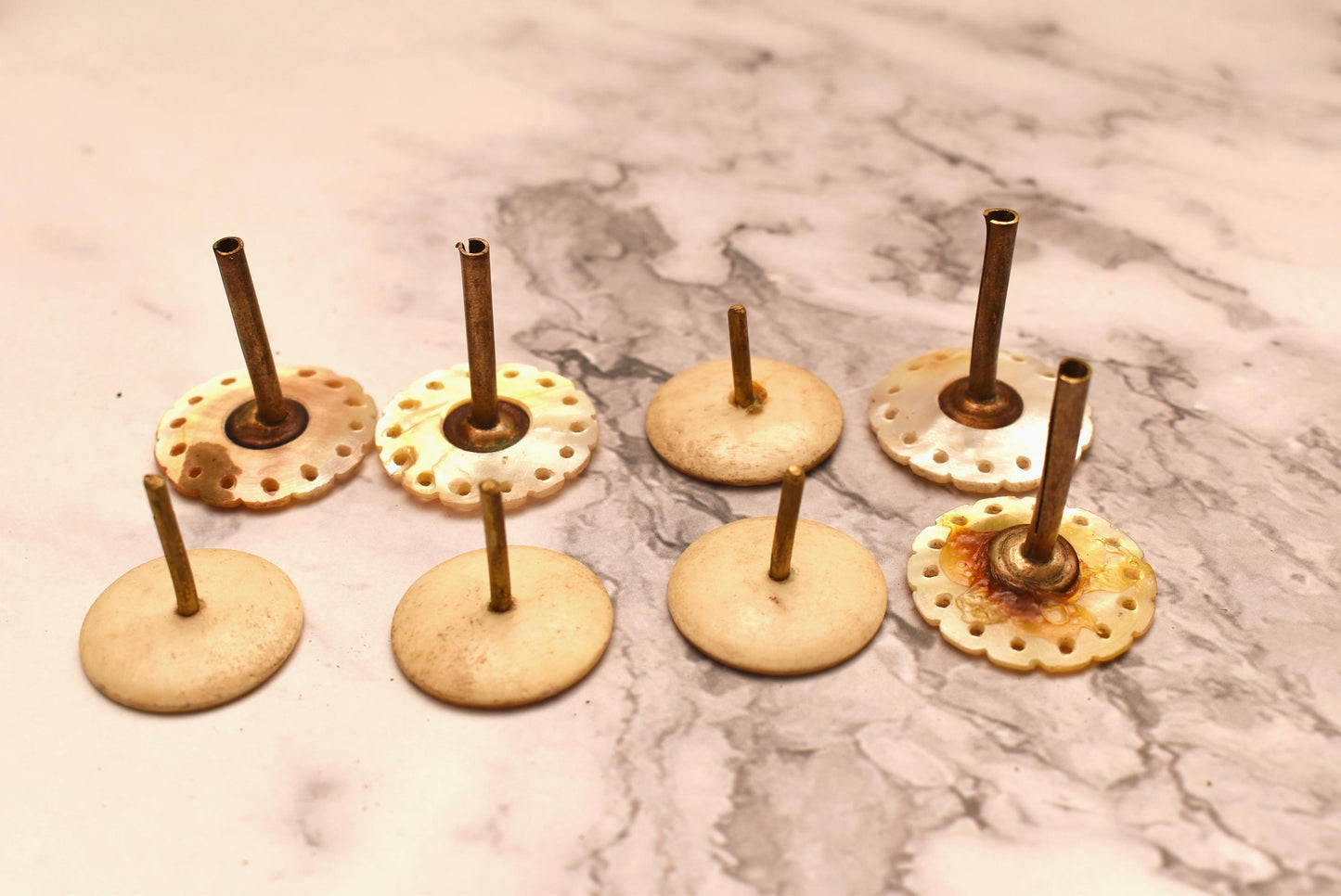 Antique Sewing Spools - Amazing Set of Four Mother of Pearl Palais Royal Style Thread Holders