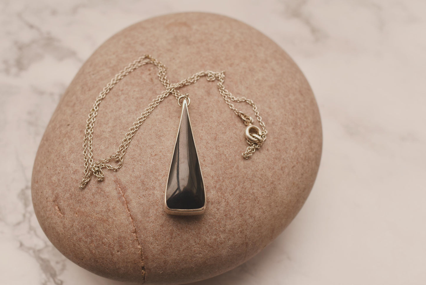Silver Onyx Necklace - Gorgeous Hallmarked Silver Necklace 1986