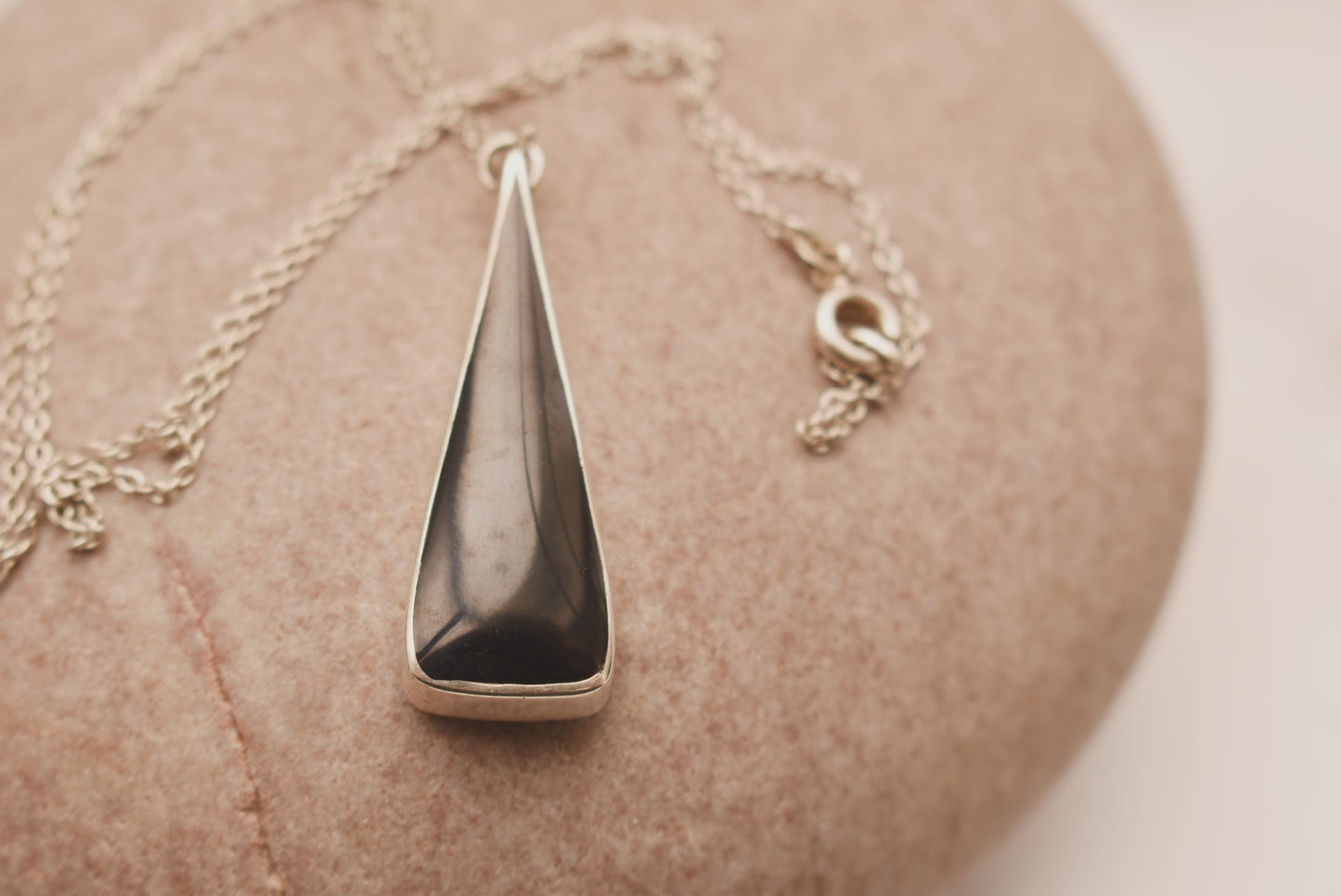 Silver Onyx Necklace - Gorgeous Hallmarked Silver Necklace 1986