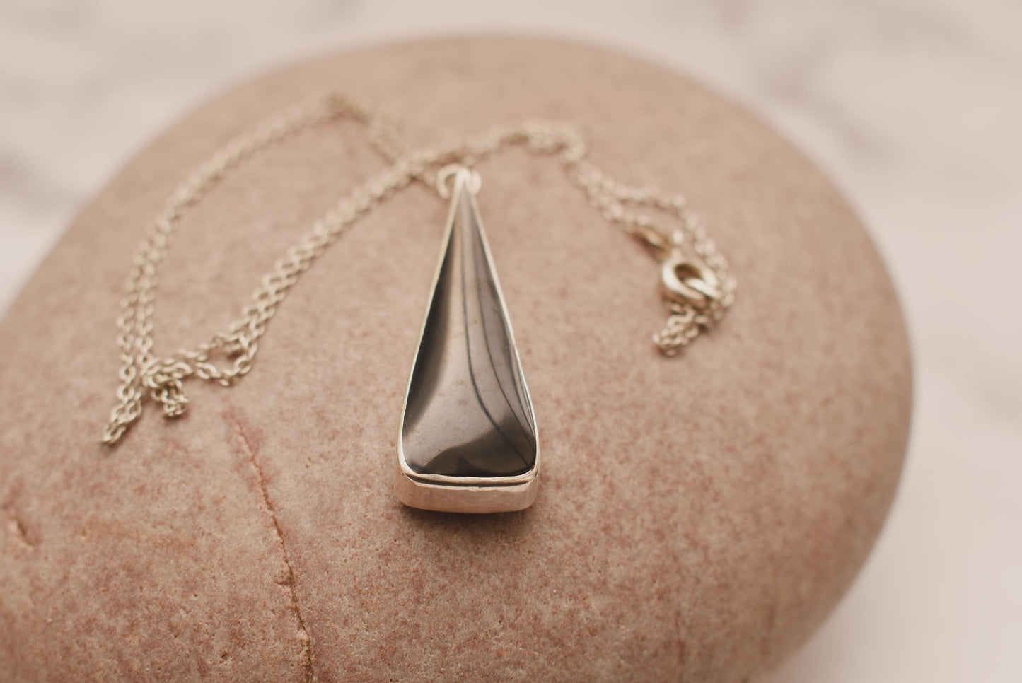 Silver Onyx Necklace - Gorgeous Hallmarked Silver Necklace 1986