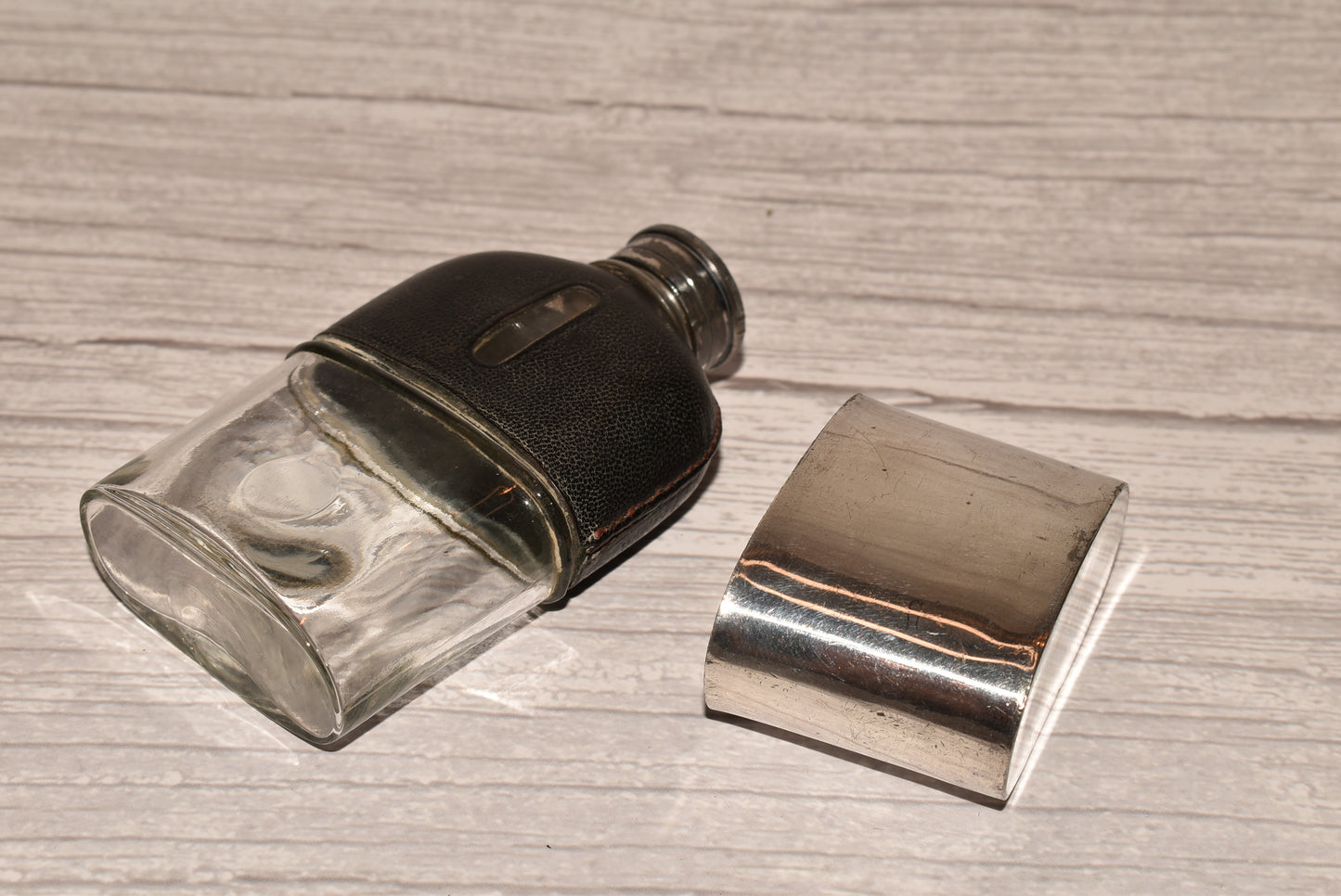 Antique Hip Flask with Inbuilt Cup
