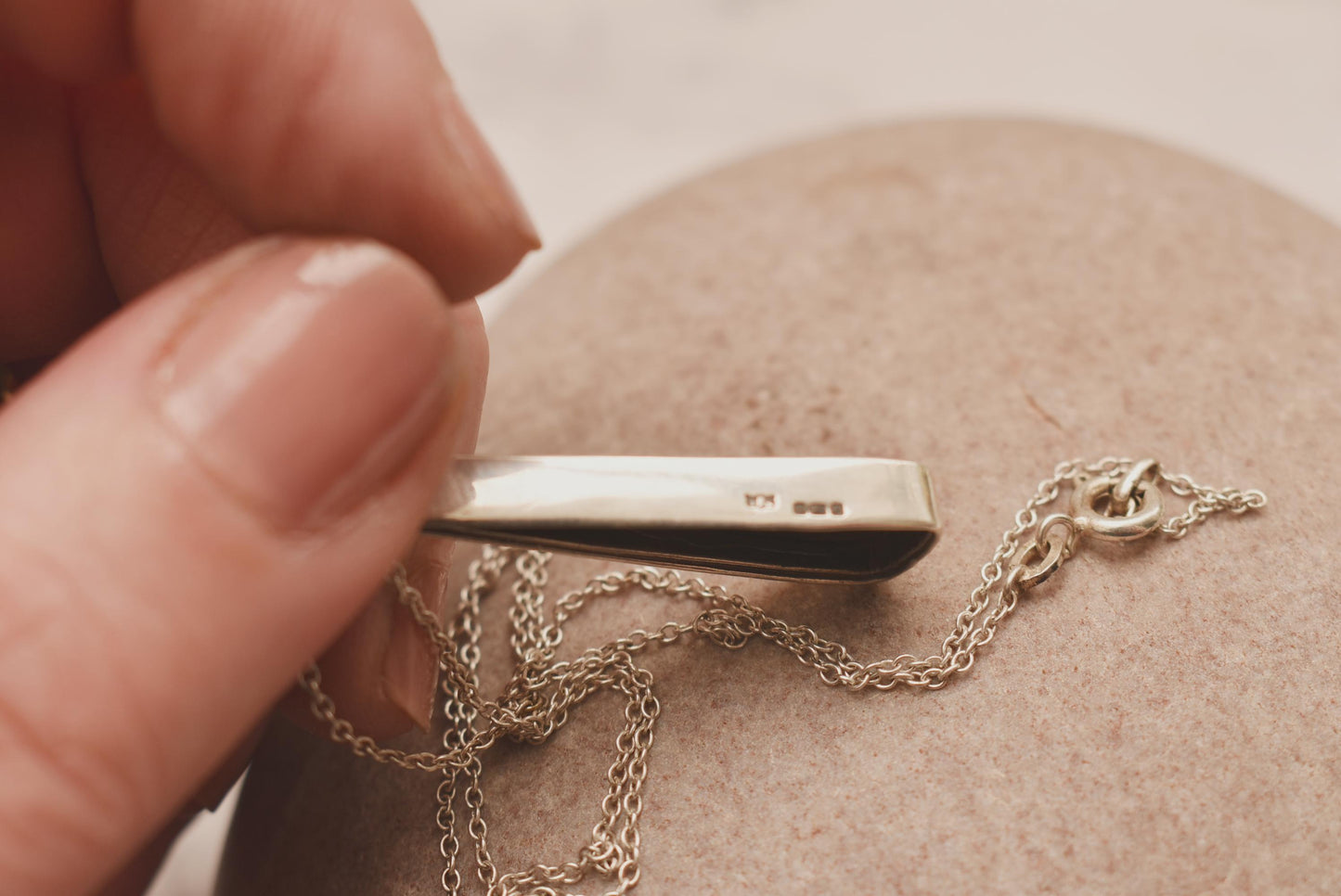 Silver Onyx Necklace - Gorgeous Hallmarked Silver Necklace 1986