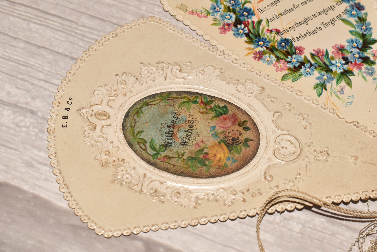 Antique Victorian Birthday Card - Stunning Multi Page Fan Romantic Card