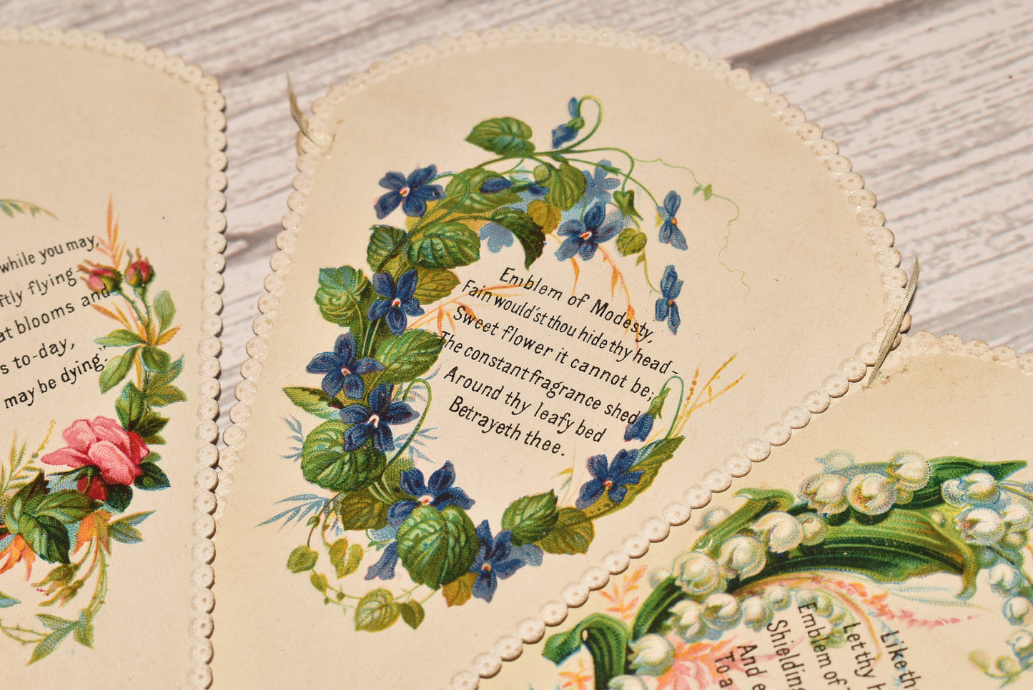 Antique Victorian Birthday Card - Stunning Multi Page Fan Romantic Card