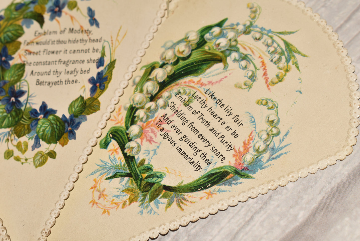 Antique Victorian Birthday Card - Stunning Multi Page Fan Romantic Card