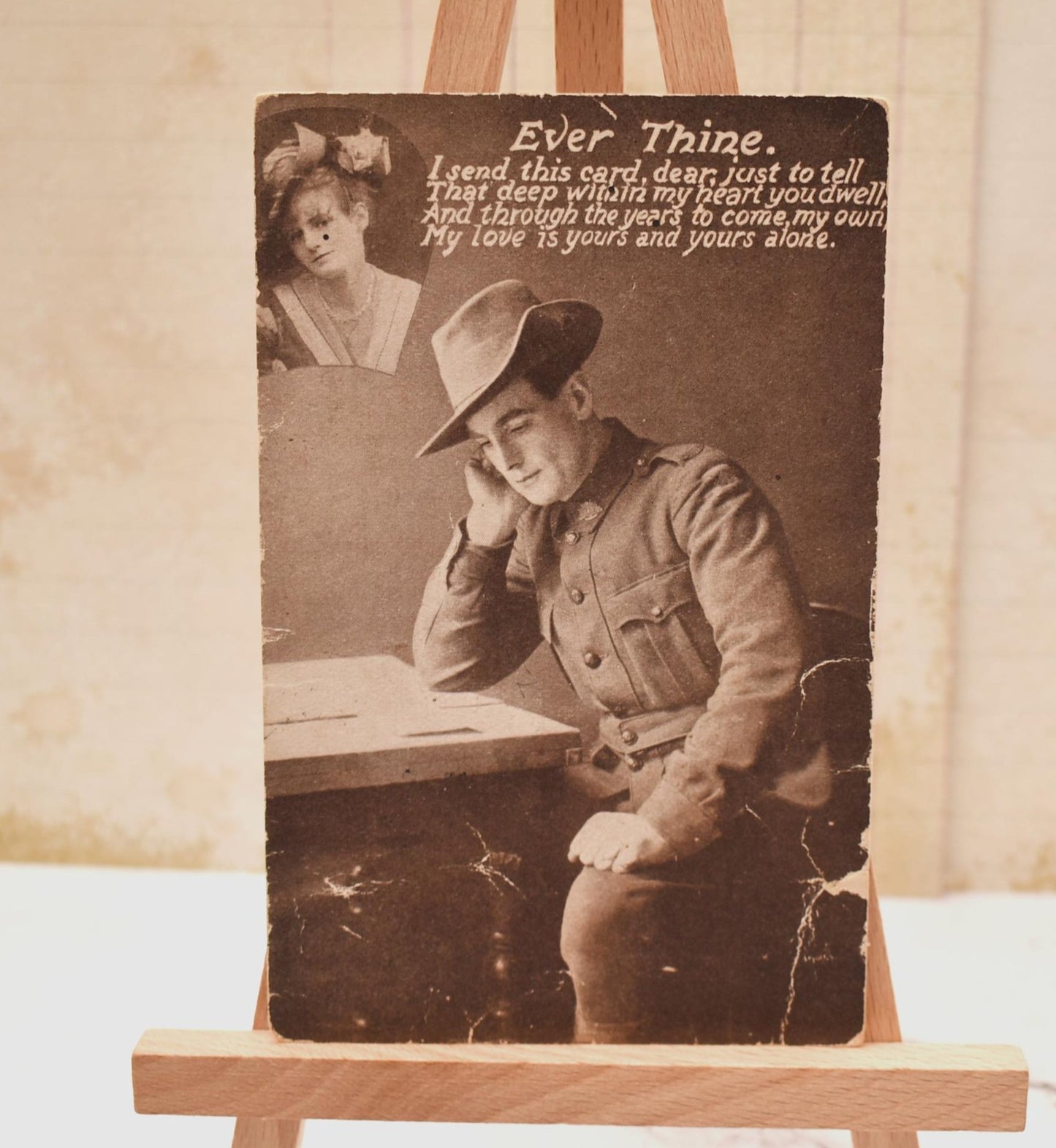 World War 1 Postcard - Gorgeous Romantic Soldier Verse "Ever Thine"