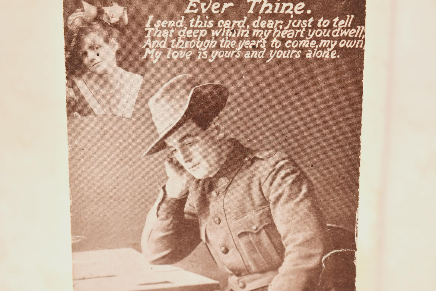 World War 1 Postcard - Gorgeous Romantic Soldier Verse "Ever Thine"