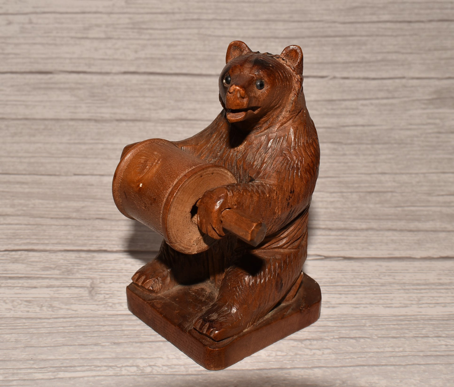Carved Bear Thread Holder - Beautiful Victorian Black Forest Spool Reel Novelty Grand Tour