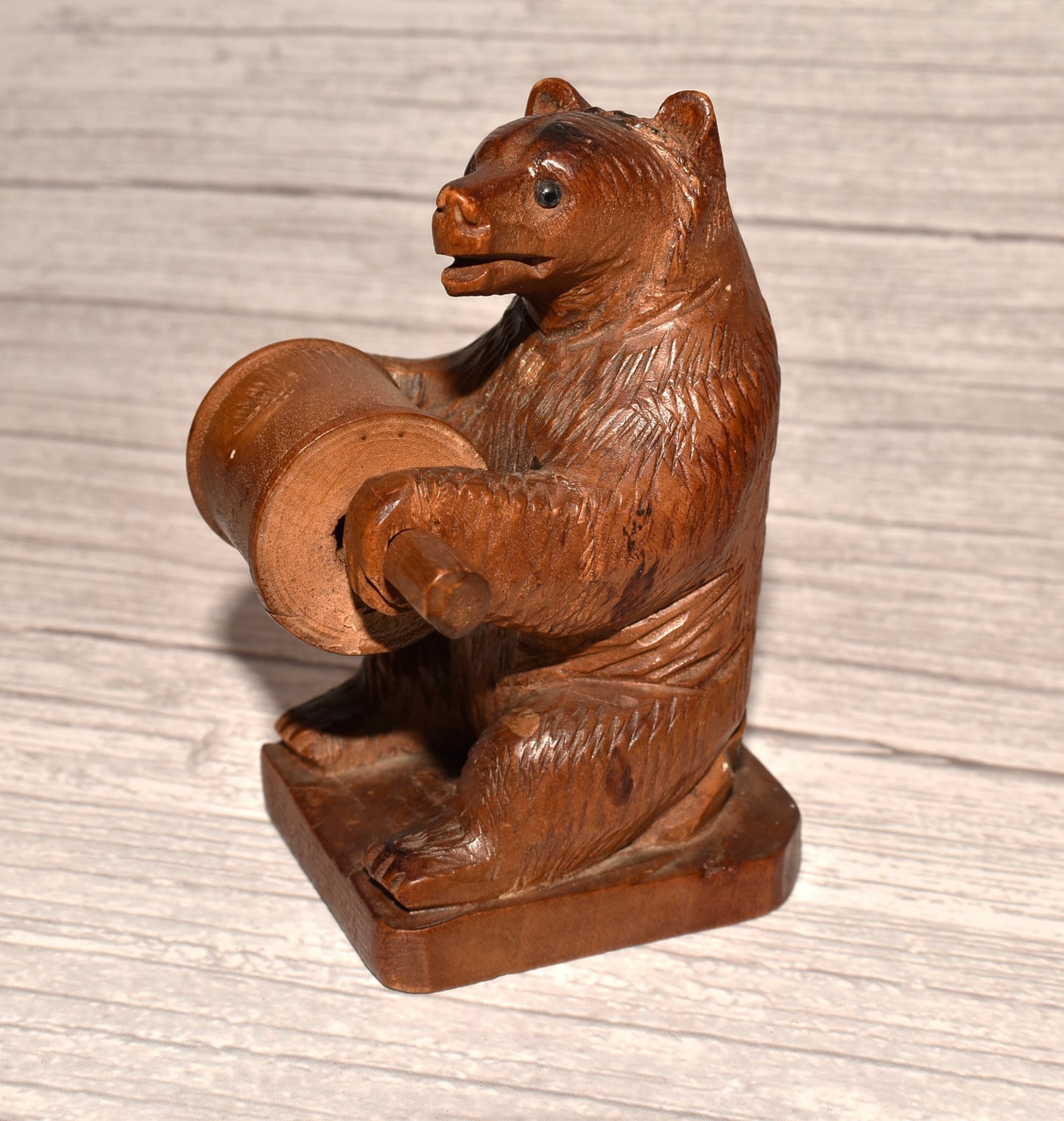 Carved Bear Thread Holder - Beautiful Victorian Black Forest Spool Reel Novelty Grand Tour