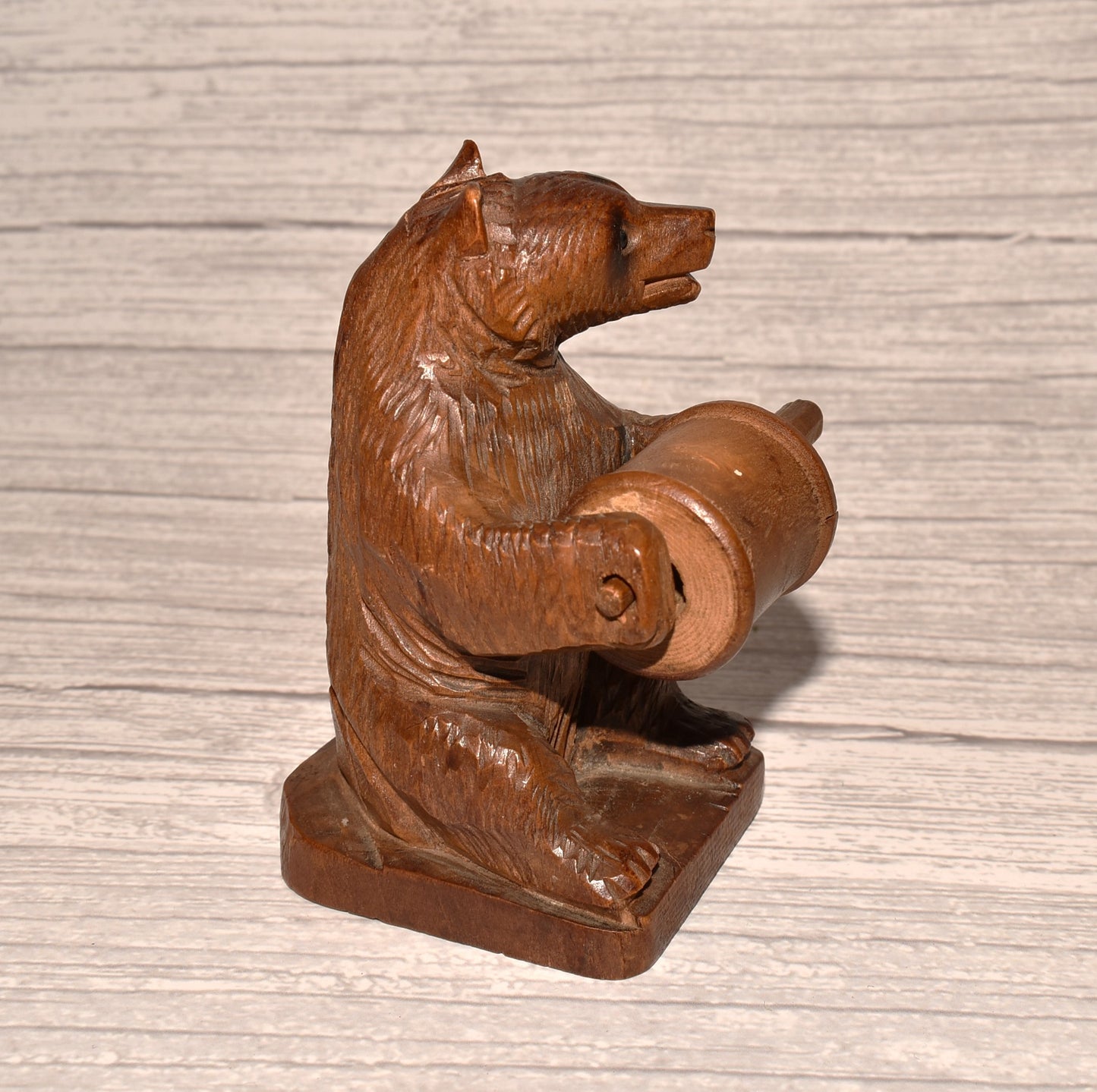Carved Bear Thread Holder - Beautiful Victorian Black Forest Spool Reel Novelty Grand Tour