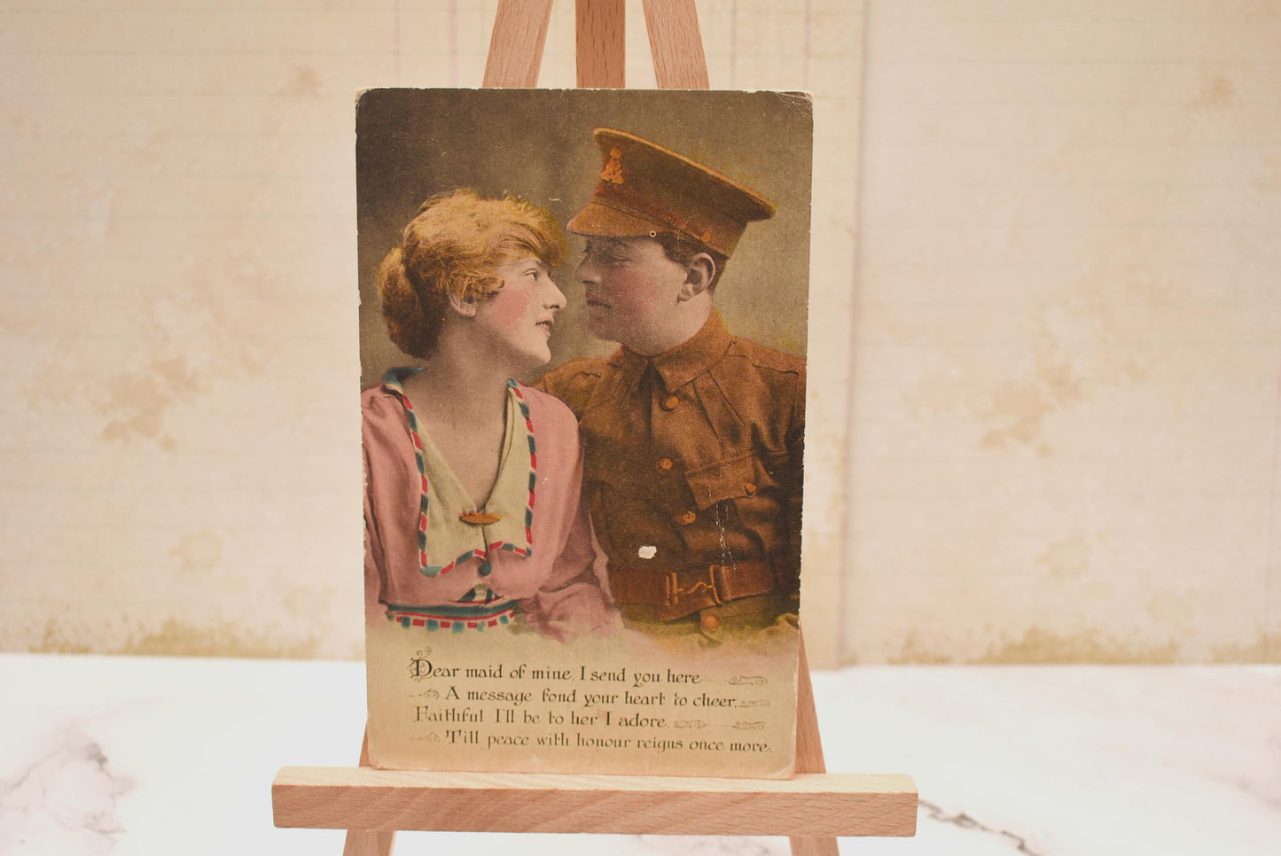 World War 1 Postcard - Beautiful Romantic Soldier Verse "Dear Maid" Love Poem