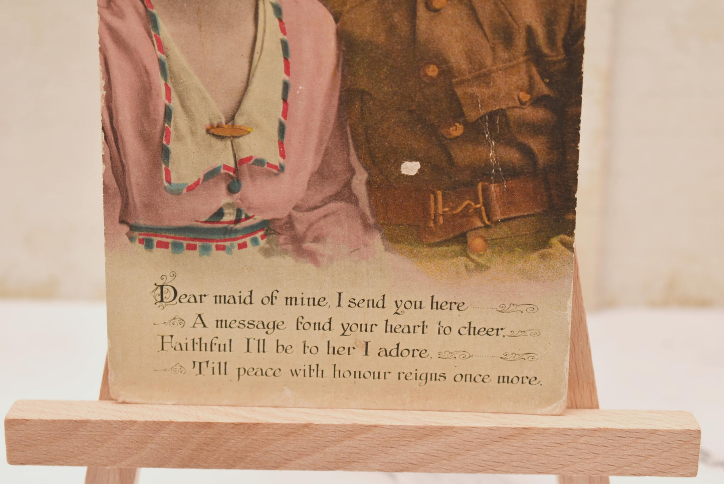 World War 1 Postcard - Beautiful Romantic Soldier Verse "Dear Maid" Love Poem