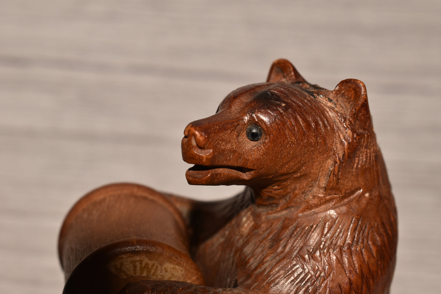 Carved Bear Thread Holder - Beautiful Victorian Black Forest Spool Reel Novelty Grand Tour