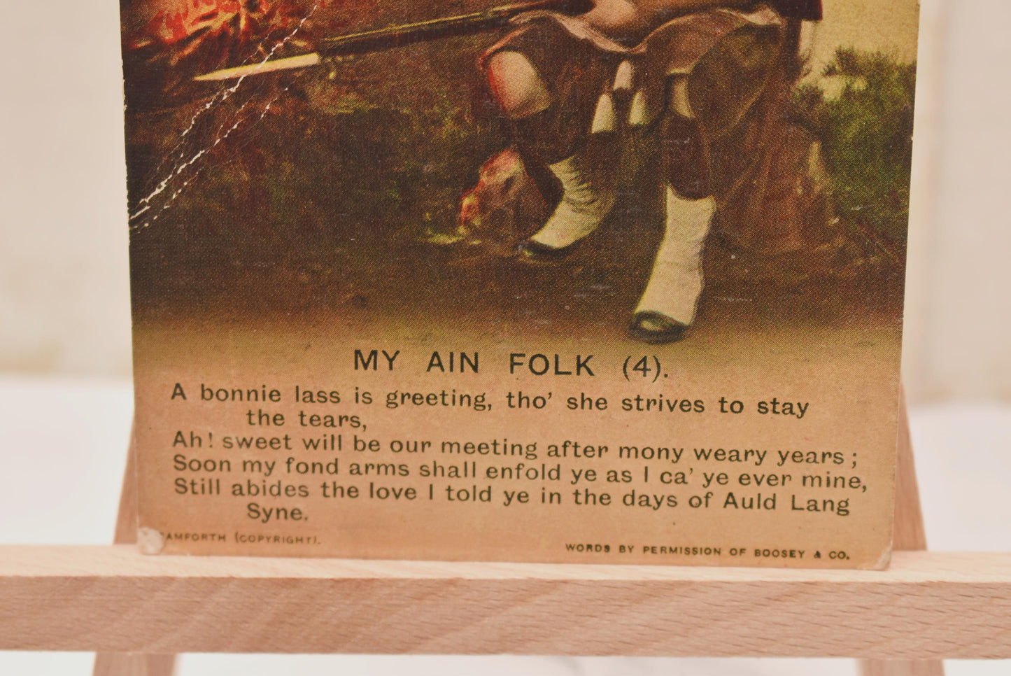 World War 1 Postcard - Charming Scot Romantic Soldier Verse "My Ain Folk Auld Lang Syne" 1915
