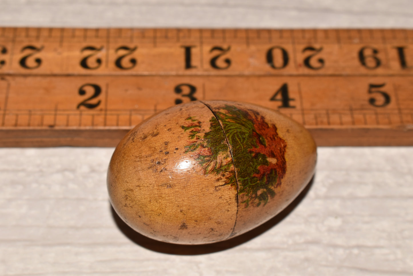 Antique Mauchline Thimble Etui with Charles Horner Thimble - Gorgeous Wooden Egg Secret Box
