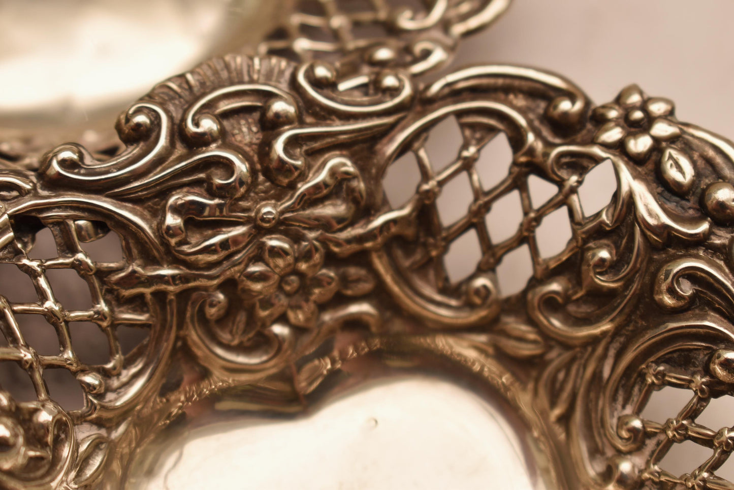 Pair of Silver Victorian Dishes - Stunning Heart Shaped 1897 Henry Matthews Bon Bon Trays
