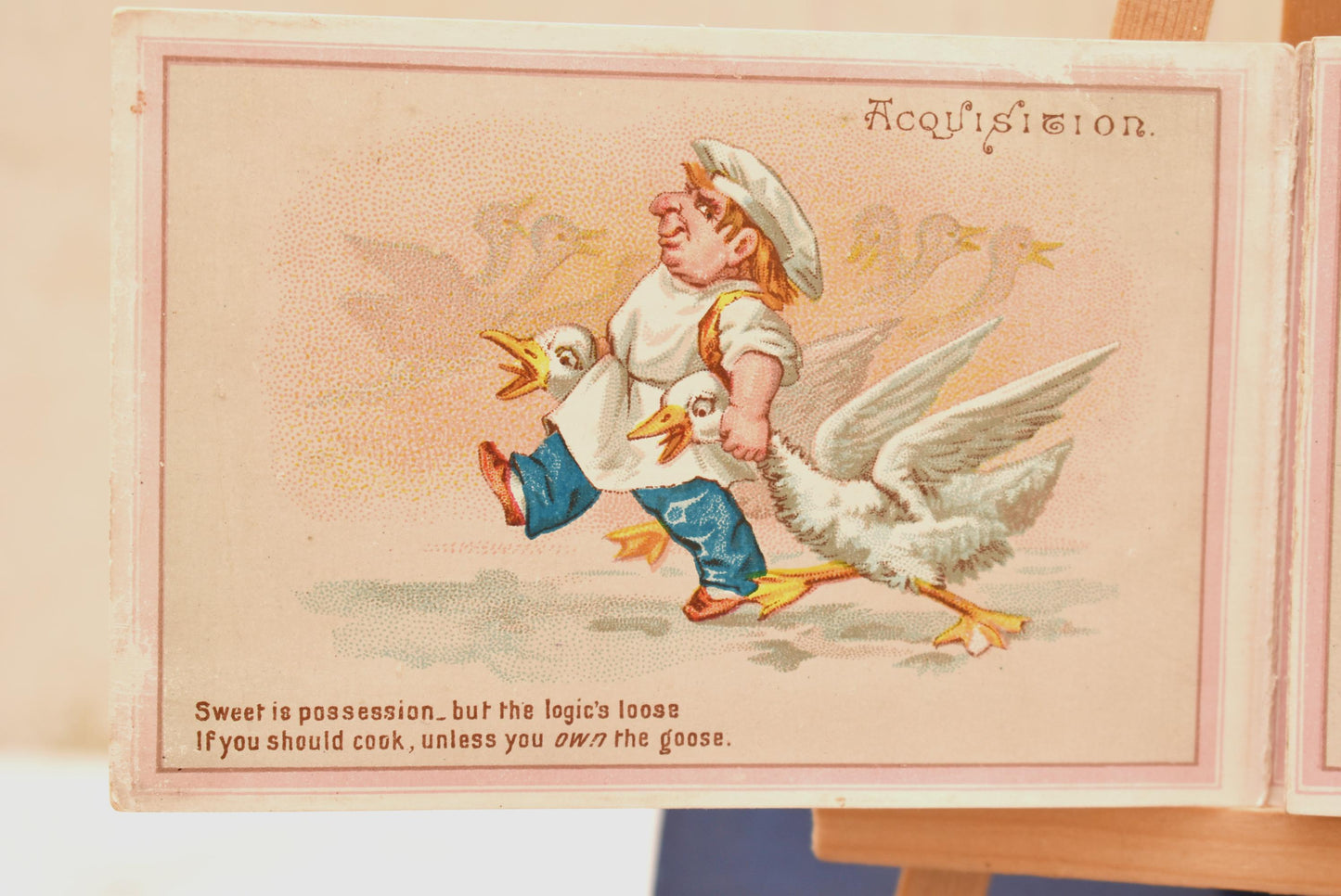 Antique Victorian Christmas Book Card - Gorgeous Our Goose A Christmas Legend 1860s