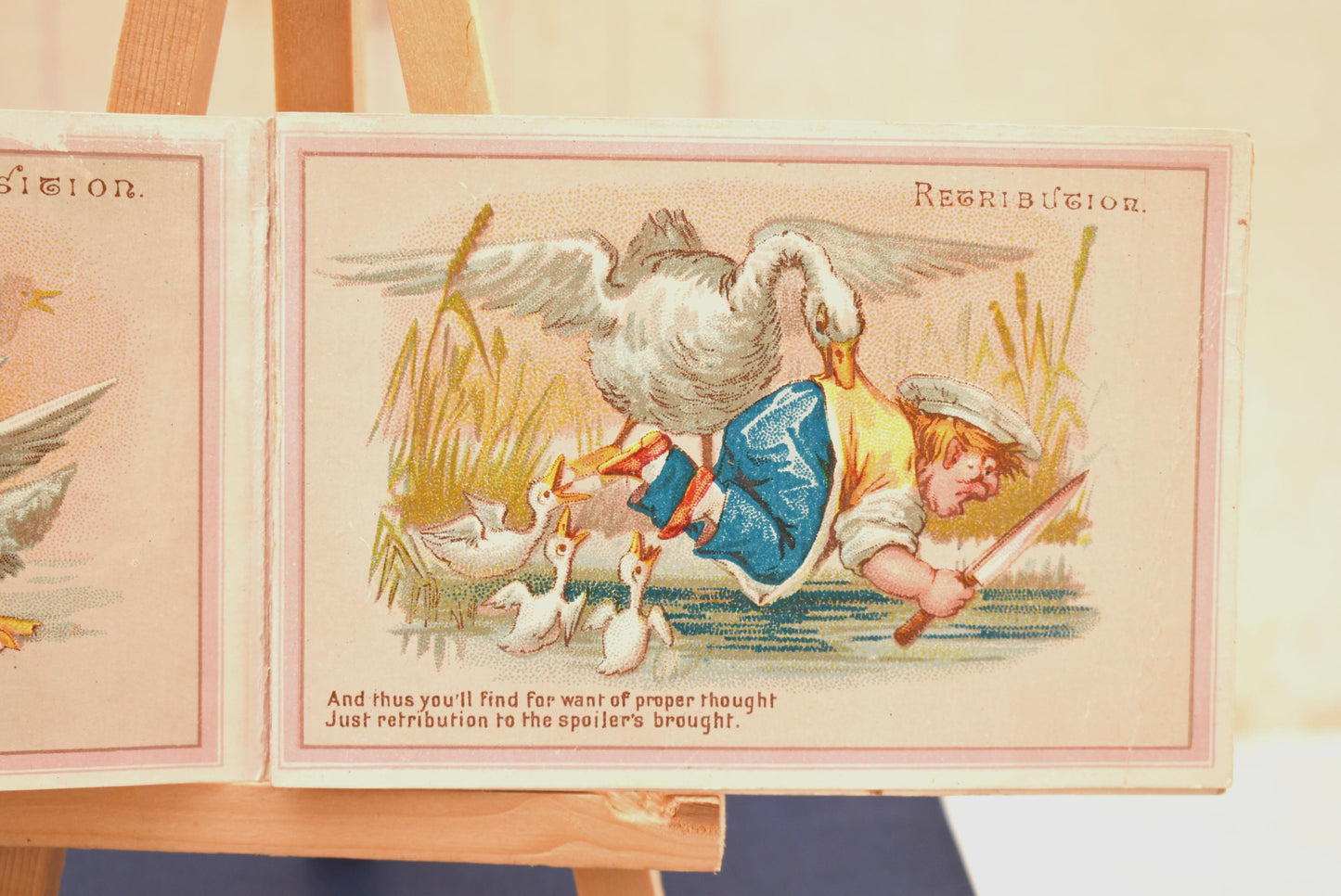 Antique Victorian Christmas Book Card - Gorgeous Our Goose A Christmas Legend 1860s