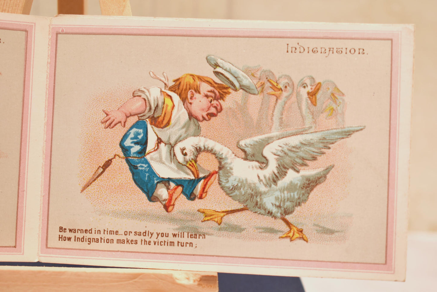 Antique Victorian Christmas Book Card - Gorgeous Our Goose A Christmas Legend 1860s