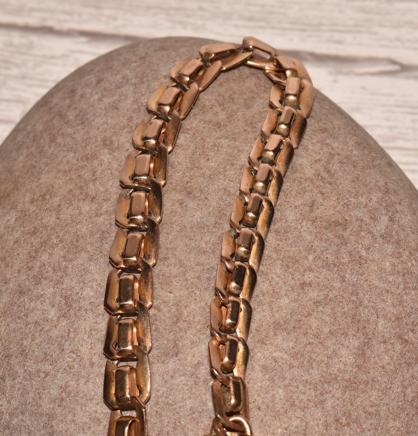 Victorian Watch Chain - Beautiful Rare Antique Fancy Rolled Gold with Gemstone and Large Bolt Ring