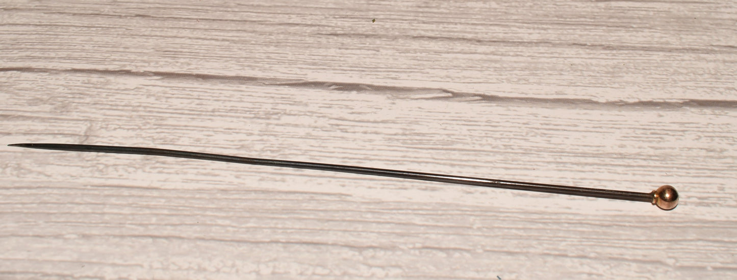 Victorian Gold Hat Pin - Beautiful Stamped Long Antique Pin