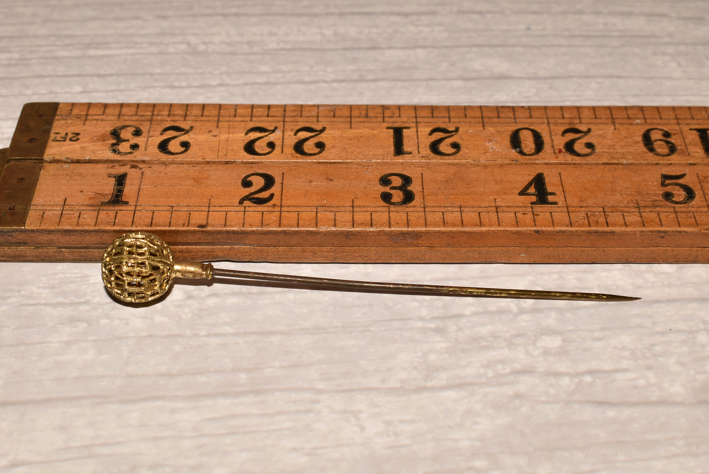 Victorian Gilt Hat Pin - Gorgeous Ball Finial Decorative Pin