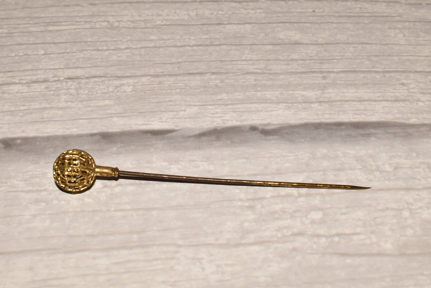 Victorian Gilt Hat Pin - Gorgeous Ball Finial Decorative Pin