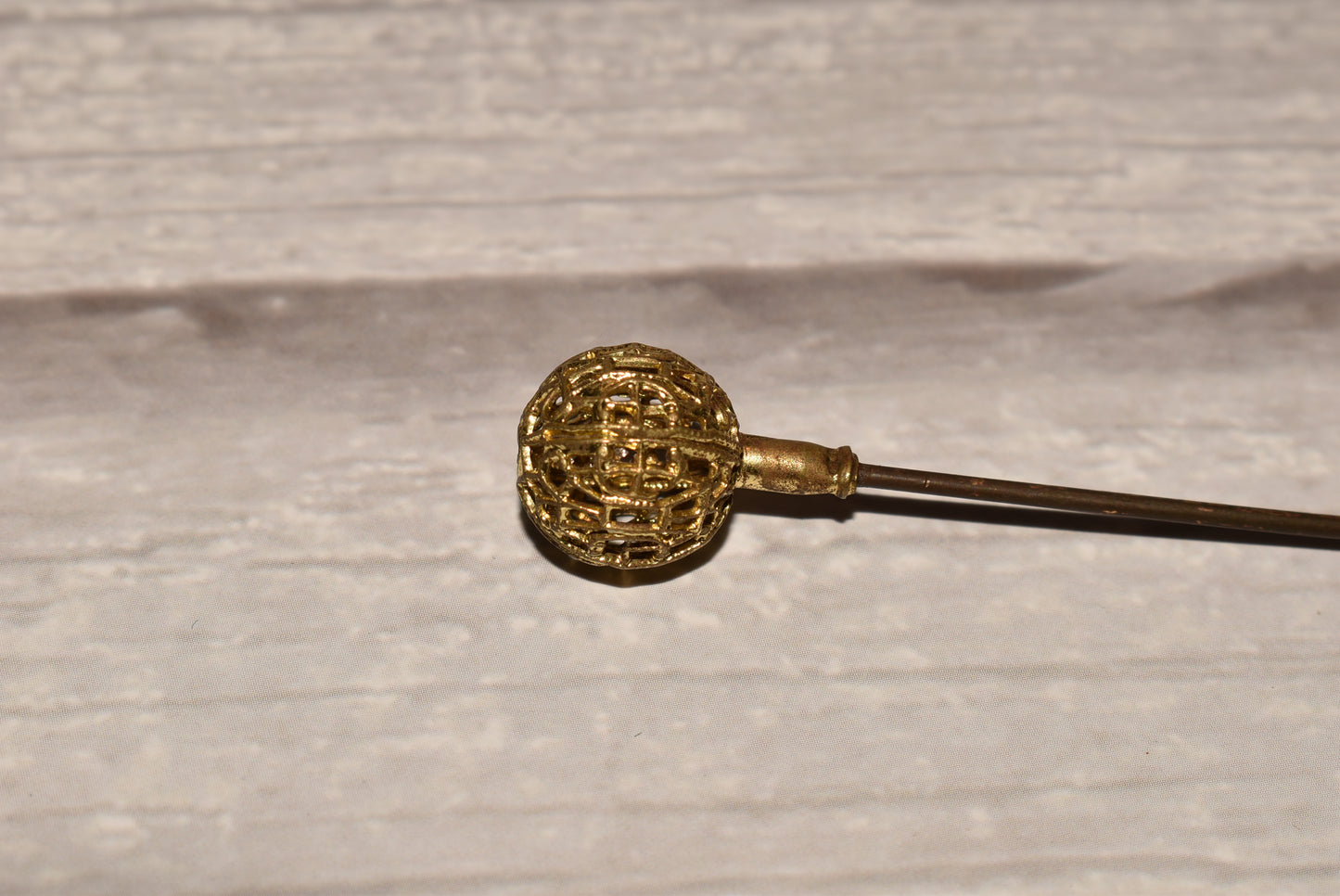 Victorian Gilt Hat Pin - Gorgeous Ball Finial Decorative Pin