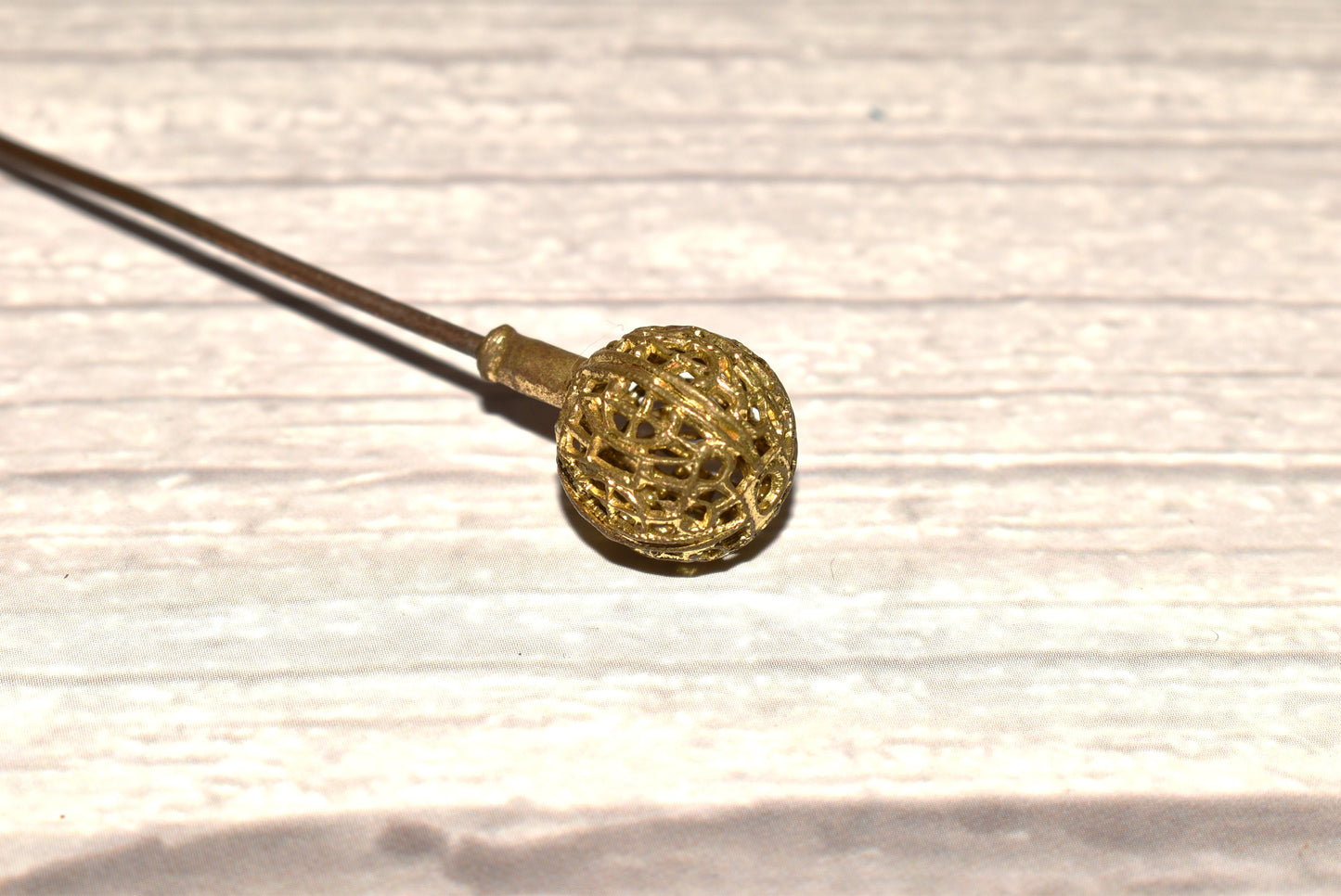 Victorian Gilt Hat Pin - Gorgeous Ball Finial Decorative Pin
