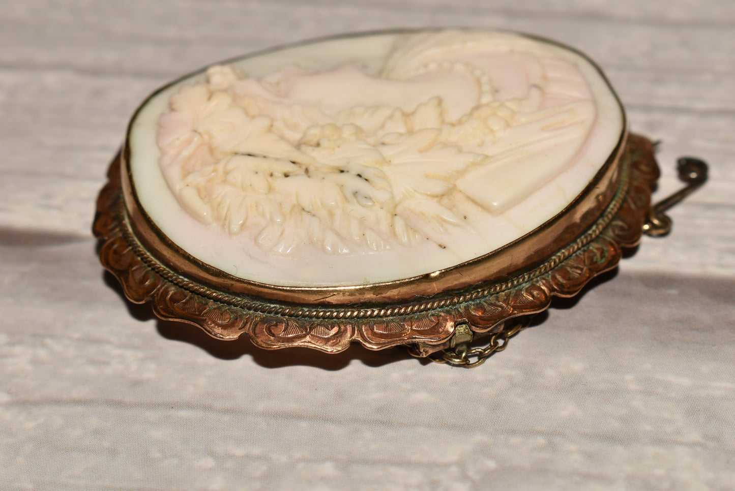 Stunning Victorian Cameo - Large Classical Bacchanalian Goddess with Vines and Grapes Pendant or Brooch