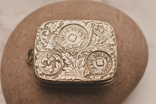 Antique Coin Sovereign - Beautiful Victorian Fob Chatelaine Spring Loaded Double Sided Store