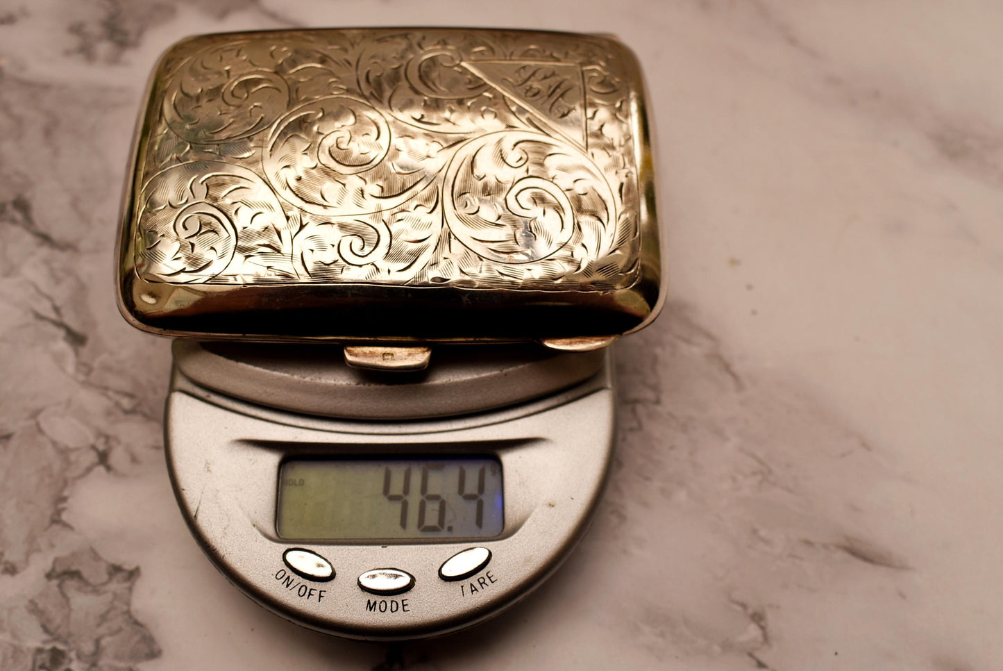 Solid Silver Cigarette Case - Gorgeous Antique Hallmarked 1929 Etched Pocket Case