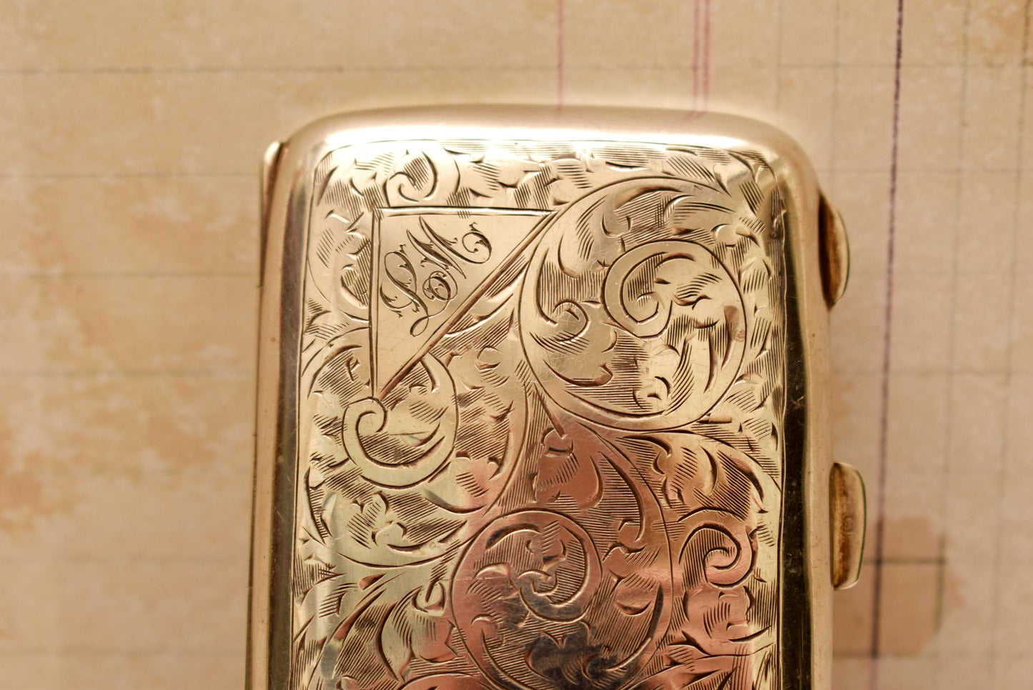 Solid Silver Cigarette Case - Gorgeous Antique Hallmarked 1929 Etched Pocket Case
