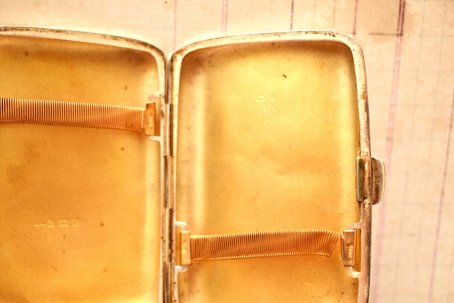 Solid Silver Cigarette Case - Gorgeous Antique Hallmarked 1929 Etched Pocket Case