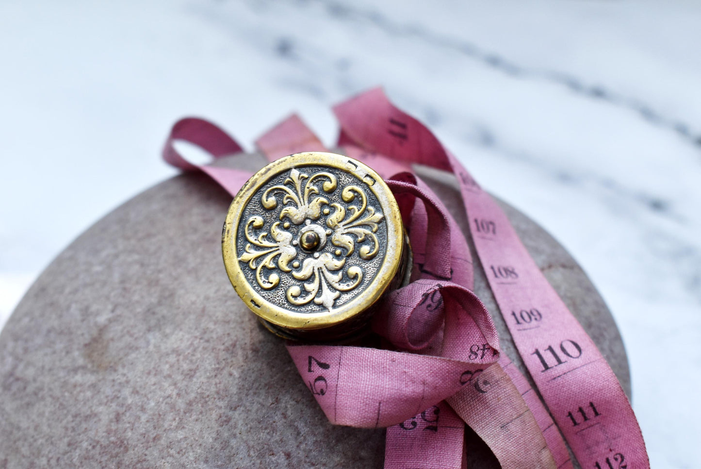 Antique Reel Tape Measure - Gorgeous Victorian Brass Winding Measure Notion