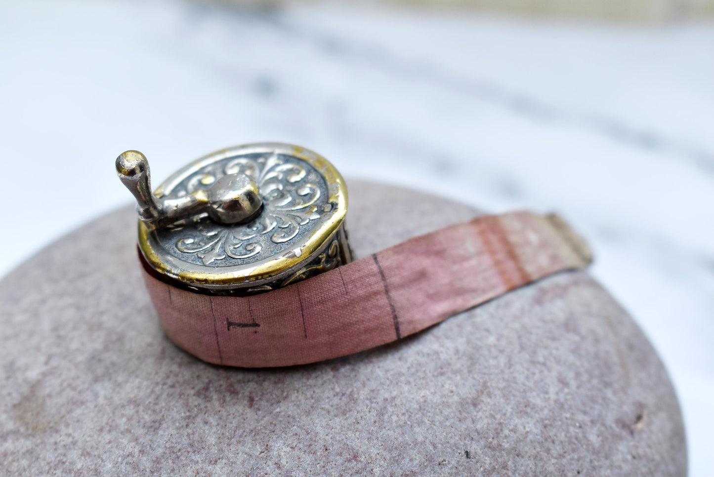 Antique Reel Tape Measure - Gorgeous Victorian Brass Winding Measure Notion