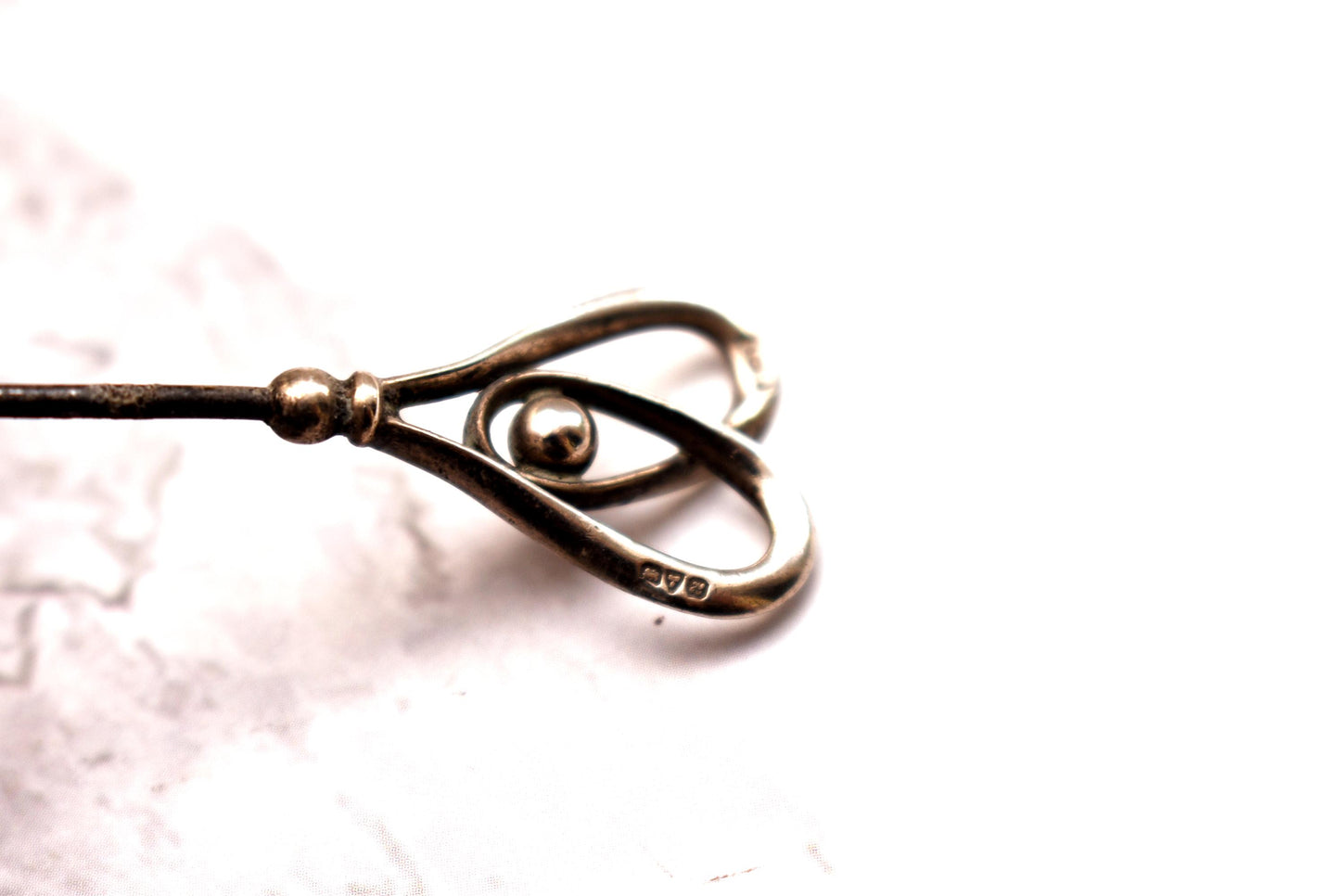 Antique Charles Horner Heart Hat Pin - Gorgeous Hallmarked 1908 Large Art Nouveau Design Edwardian Accessory