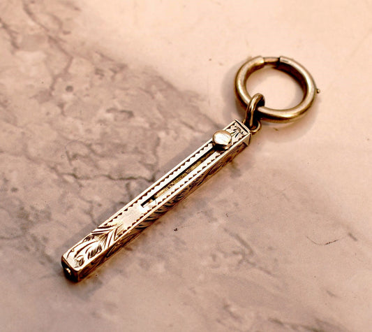 Antique Silver Pencil - Stunning Victorian Fob and Chatelaine Pencil with Large Bolt Ring