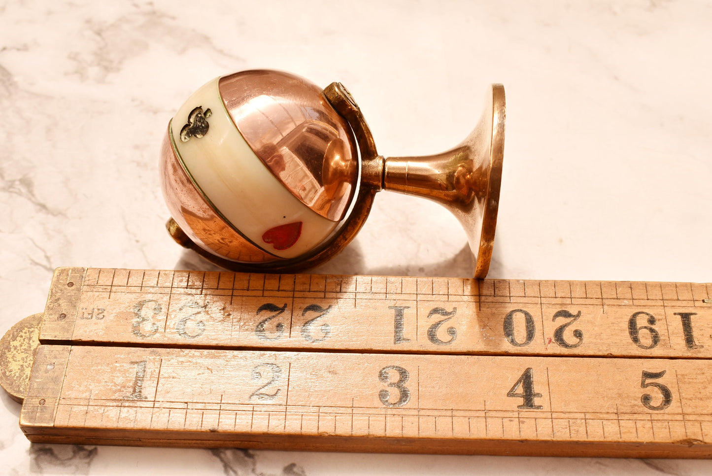 Antique Bridge Globe Marker - Gorgeous Brass and Copper Whist Marker